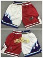 Chicago Bulls Utah Jazz red white splice NBA shorts with pocket 01