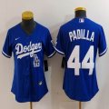 Women Nike Los Angeles Dodgers#44 Padilla blue majestic baseball Jersey-BD 02