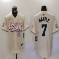 Nike New York Yankees #7 Mickey Mantle beige majestic baseball Jersey Joint name 02