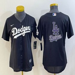 Women Los Angeles Dodgers blank black majestic baseball Jerseys-BD 04