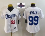 Women 2024 World Series Champions patch Los Angeles Dodgers #99 Kelly Nike white majestic baseball Jersey-BD 01