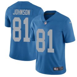 Custom Detroit Lions #81 Calvin Johnson Nike blue Color Rush Limited Jersey(1)