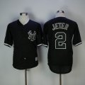 New York Yankees #2 Derek Jeter black fashion majestic baseball Jerseys