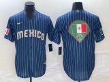 2023 World Cup Mexico blank blue majestic baseball jerseys-BD 12