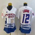 Women Puerto Rico Baseball Francisco Lindor White 2023 World Baseball Classic Replica Player Jersey 01