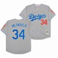 Los Angeles Dodgers 34 Fernando Valenzuela gray throwback mlb jersey-SG