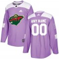 Custom Minnesota Wild NHL Authentic Purple Fights Cancer Practice jersey