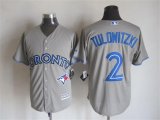 Toronto Blue Jays # 2 Troy Tulowitzki gray Majestic baseball jersey