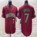 2023 World Cup Mexico #7 Julio Urias red majestic baseball jerseys 52