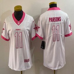 Women Nike Dallas Cowboys #11 Micah Parsons white fashion Color Rush Limited Jersey