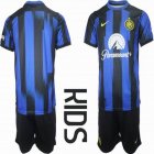 2023-2024 Inter Milan club blue black kid soccer jerseys home-QQ