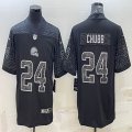 Nike Cleveland Browns #24 Nick Chubb black Color Rush Limited Jersey Reflective version