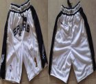 San Antonio Spurs white blue nba shorts with pocket -XD