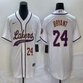 Nike Los Angeless Lakers #24 Kobe Bryant white baseball jerseys Joint name-BD