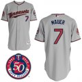 Minnesota Twins 7# Mauer Grey mlb jersey