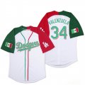 New Los Angeles Dodgers #34 Fernando Valenzuela white red green baseball jersey