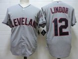 Cleveland Indians #12 Francisco Lindor gray majestic baseball jersey