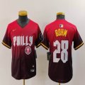 Youth Nike Philadelphia Phillies #28 Alec Bohm red majestaic baseball jersey city version 02