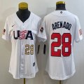 Youth 2023 World Cup #28 Arenado white USA majestic baseball jerseys 01