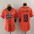 Youth Chicago Bears 18# Caleb Williams orange baseball jerseys Joint name-BD 01