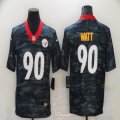 Nike Pittsburgh Steelers #90 T. J. Watt black camo Color Rush Limited Jersey-BD