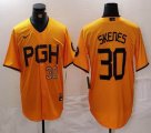 Nike Pittsburgh Pirates #30 Paul Skenes yellow majestic baseball jerseys city version 02