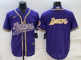 Nike NBA Los Angeles Lakers purple baseball jerseys Joint name-BD 02