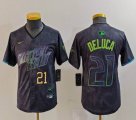 Youth Nike Tampa Bay Rays #21 Jonny DeLuca black majestic baseball jersey city version 03