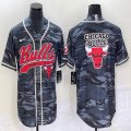 Nike Chicago Bulls blank gray camo basketball jerseys Joint name-BD