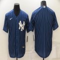 New York Yankees blank blue throwback majestic baseball Jerseys-BD