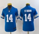 Youth Nike Detroit Lions #14 Amon Ra St Brown blue Vapor F.U.S.E. Limited Jersey -BD