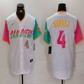 Nike San Diego Padres #4 Luis Arraez white pink green majestic mlb Jerseys city version 02