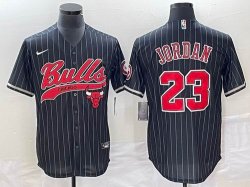 Nike Chicago Bulls #23 Michael Jordan black basketball jerseys Joint name-BD