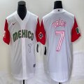 2023 World Cup Mexico #7 Julio Urias white red majestic baseball jerseys 82