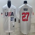 2023 World Cup #27 Mike Trout white USA majestic baseball jerseys 02