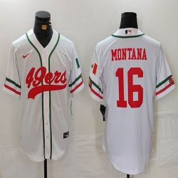 Nike San Francisco 49ers #16 Joe Montana white baseball jerseys Joint name-BD