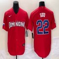 2023 World Cup Dominican Republic's #22 Juan Soto red majestic baseball jerseys 06