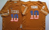 Texas Longhorns #10 YOUNG Yellow usa flag college football jersey