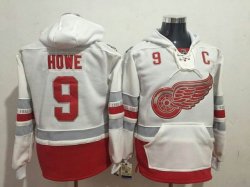 Reebok Detroit Red Wings #9 Gordon Howe white NHL Hooded Sweatshirt