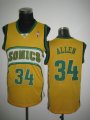 Seattle Supersonics 34 Ray Allen Soul Swingman Home yellow nba Jersey