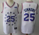 Nike Philadelphia 76ers #25 Ben Simmons white NBA basketball Jersey-S8