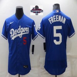 2024 World Series Champions Los Angeles Dodgers #5 Freddie Freeman blue Flexbase Authentic Collection Jersey