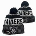 2024 Oakland Raiders black white NFL Sports Cuffed Knit Hats 05