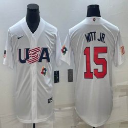 2023 World Cup #15 Bobby Witt Jr. white USA majestic baseball jerseys 11