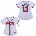 Women Atlanta Braves #13 Ronald Acuna Jr. white Majestic baseball jersey