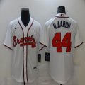 Nike Atlanta Braves #44 Hank Aaron white majestic baseball jerseys-BD