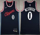 Los Angeles Clippers #0 Russell Westbrook dark blue basketball jerseys