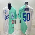 Nike Los Angeles Dodgers #50 Mookie Betts green white splits majestic baseball Jerseys-BD