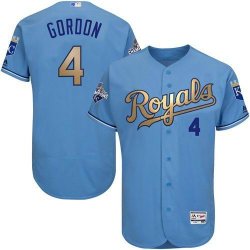 2016 Kansas Royals #4 Goroon skyblue gold Flexbase Authentic Collection Jersey