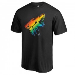 Men\'s Arizona Coyotes Fanatics Branded Black Rainbow Pride T-Shirt